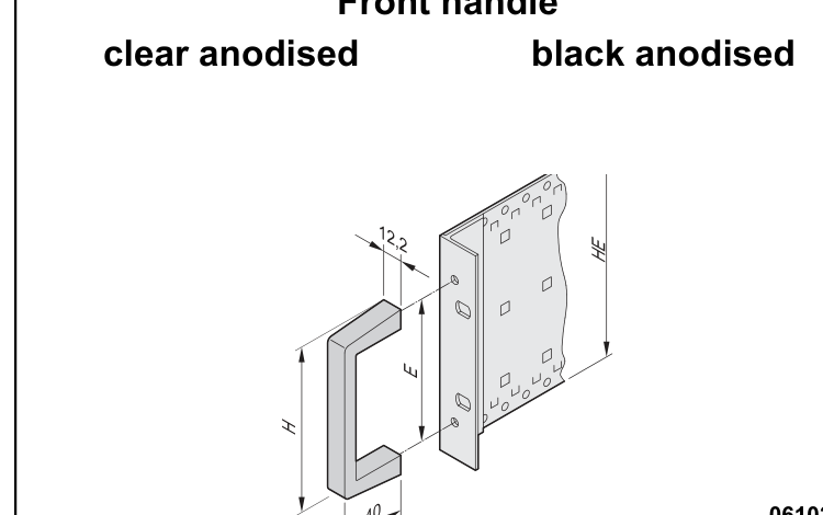 C-BOX Front Handle, One-Piece, Clear Anodised, 6 U, catalog number 10501-008