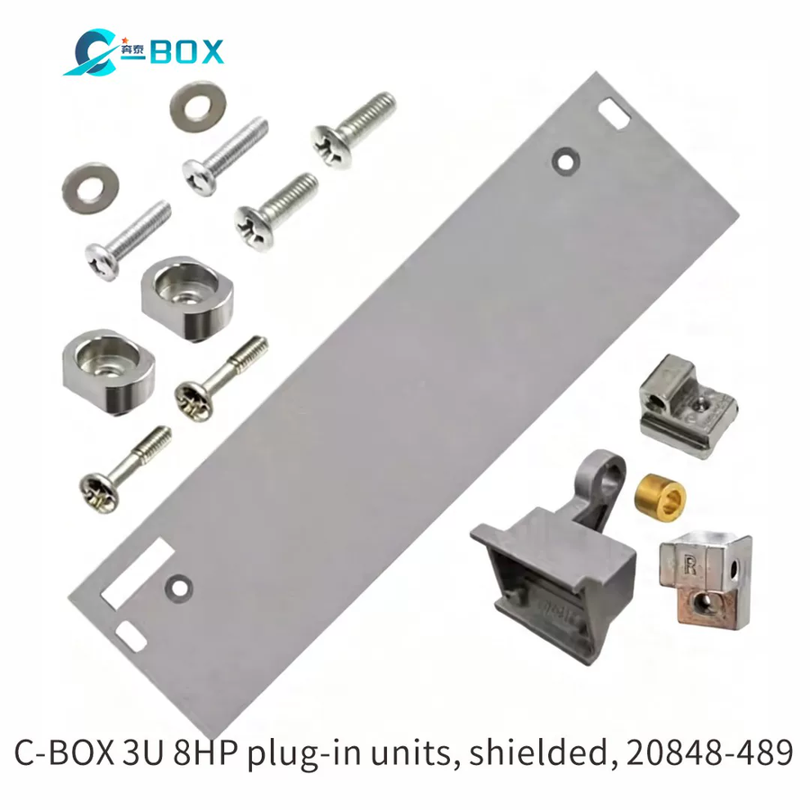 C-BOX Plug-In Unit Kit With Extraction Handle Type 1, Shielded, Grey, 3 U, 8 HP, catalog number 20848-489