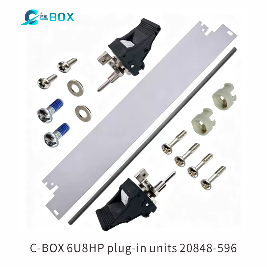 C-BOX Plug-In Unit Kit With IEL Handle, Shielded, Black, 6 U, 8 HP, catalog number 20848-596