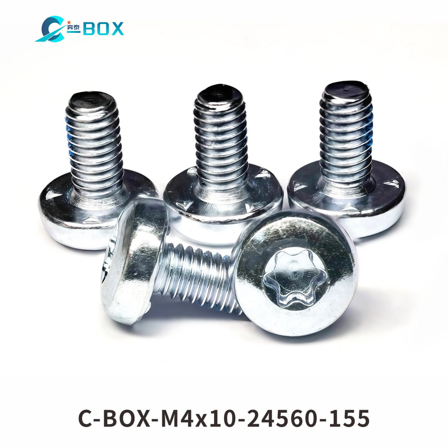 C-BOX Panhead Screw, Torx 20, GND Function, M4 x 10 mm, Steel Zinc Plated; 100 pieces, catalog number 24560-155
