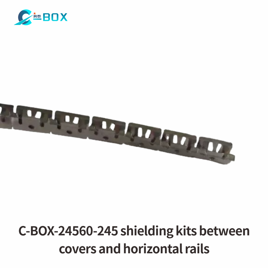 C-BOX EuropacPRO EMC Shielding Kit, Cover Plate to Horizontal Rail, Stainless Steel, 84 HP, 10 Pieces, catalog number 24560-245