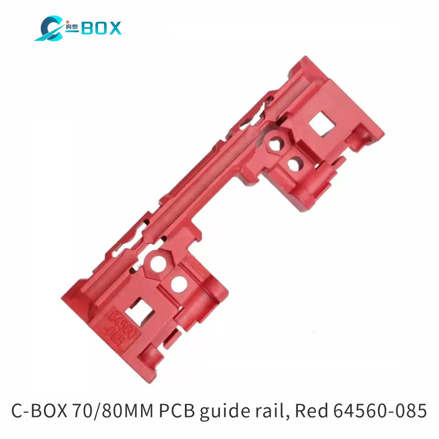 C-BOX Guide Rail With Coding for CompactPCI/ VME64x, Plastic, 70 mm, 2 mm Groove Width, Red, 10 Pieces, catalog number 24560-355