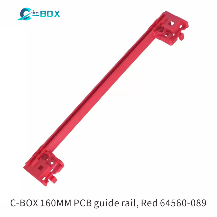 C-BOX Guide Rail With Coding for CompactPCI/ VME64x, Plastic, 160 mm, 2 mm Groove Width, Red, 10 Pieces, catalog number 24560-356