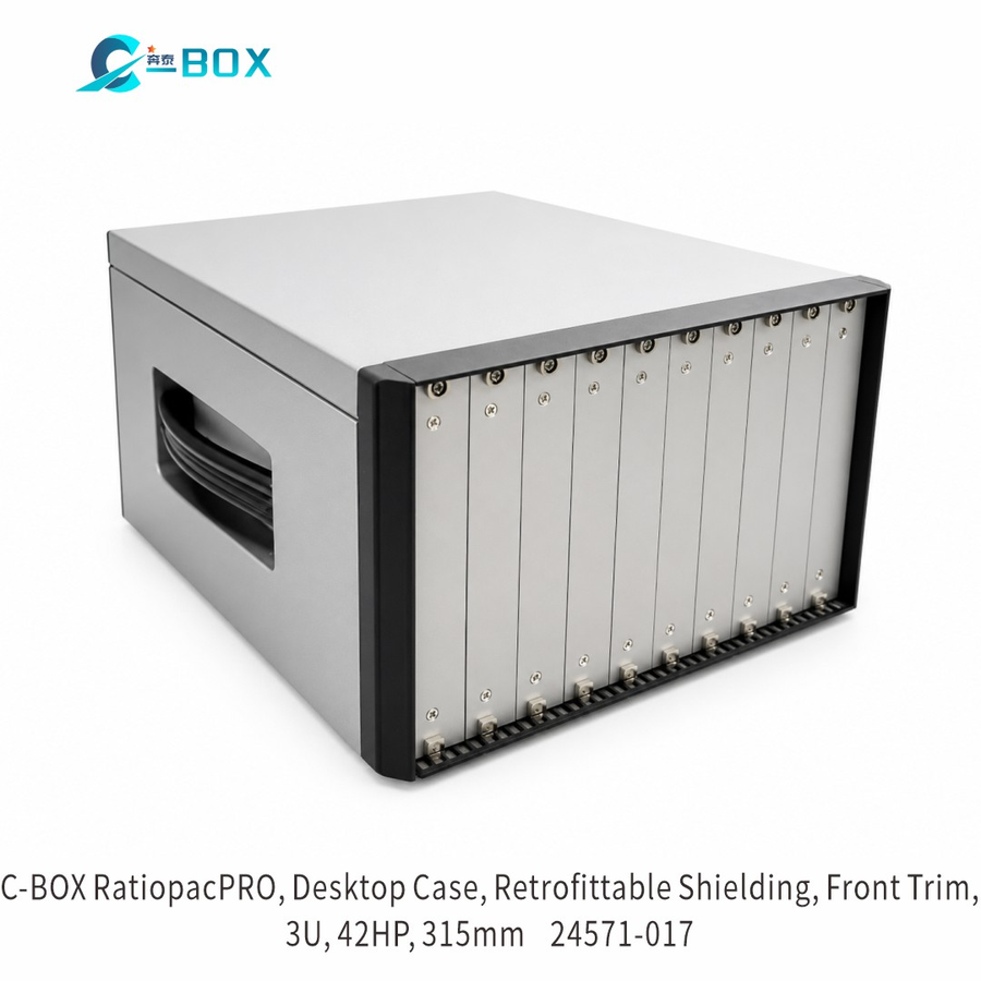 C-BOX RatiopacPRO, Desktop Case, Retrofittable Shielding, Front Trim, 3 U, 42 HP, 315 mm, catalog number 24571-017