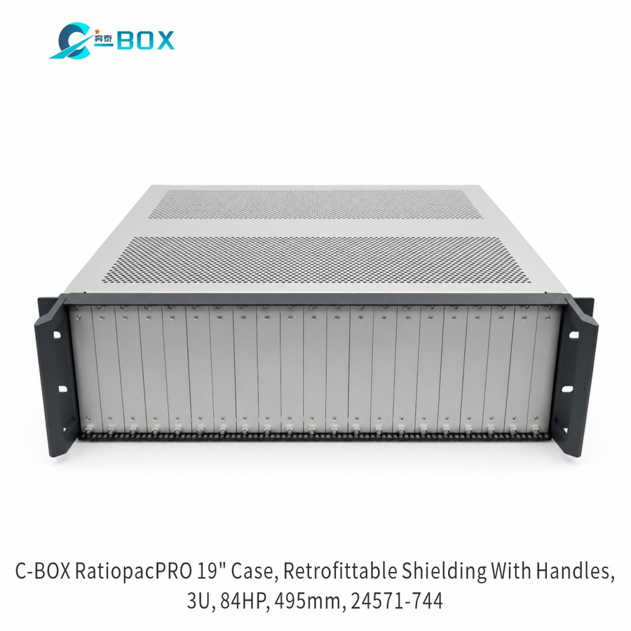 C-BOX RatiopacPRO 19" Case, Retrofittable Shielding With Handles, 3 U, 84 HP, 495 mm, catalog number 24571-744