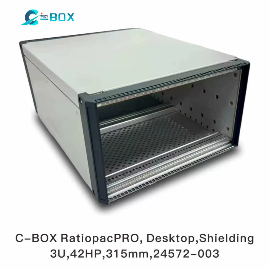 C-BOX RatiopacPRO, Complete Case, Desktop, Retrofittable Shielding, Front Trim, 3 U, 42 HP, 315 mm, catalog number 24572-003