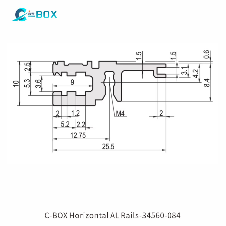 C-BOX Horizontal Rail, Front, Type L-OD, Light, Without Lip, 84 HP, catalog number 34560-084