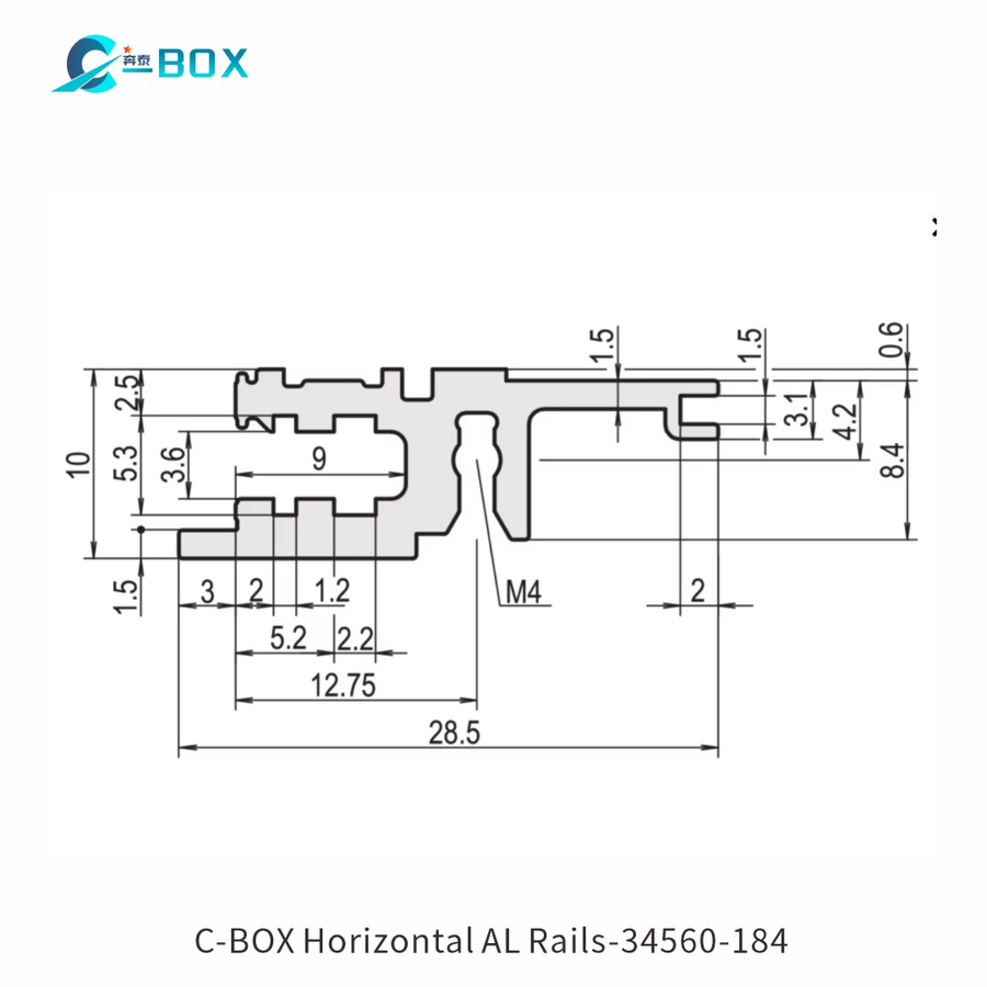 C-BOX Horizontal Rail, Front, Type L-KD, Light, Short Lip, 84 HP, catalog number 34560-184