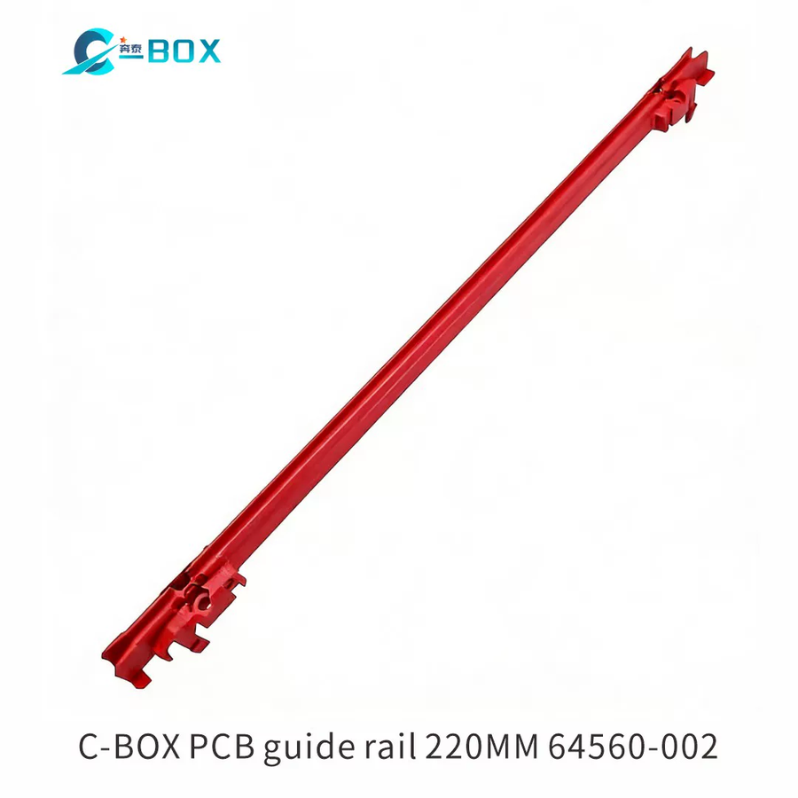 C-BOX Guide Rail Standard Type, Groove Width 2 mm, 220 mm, Red, SPQ 50, catalog number 64560-002