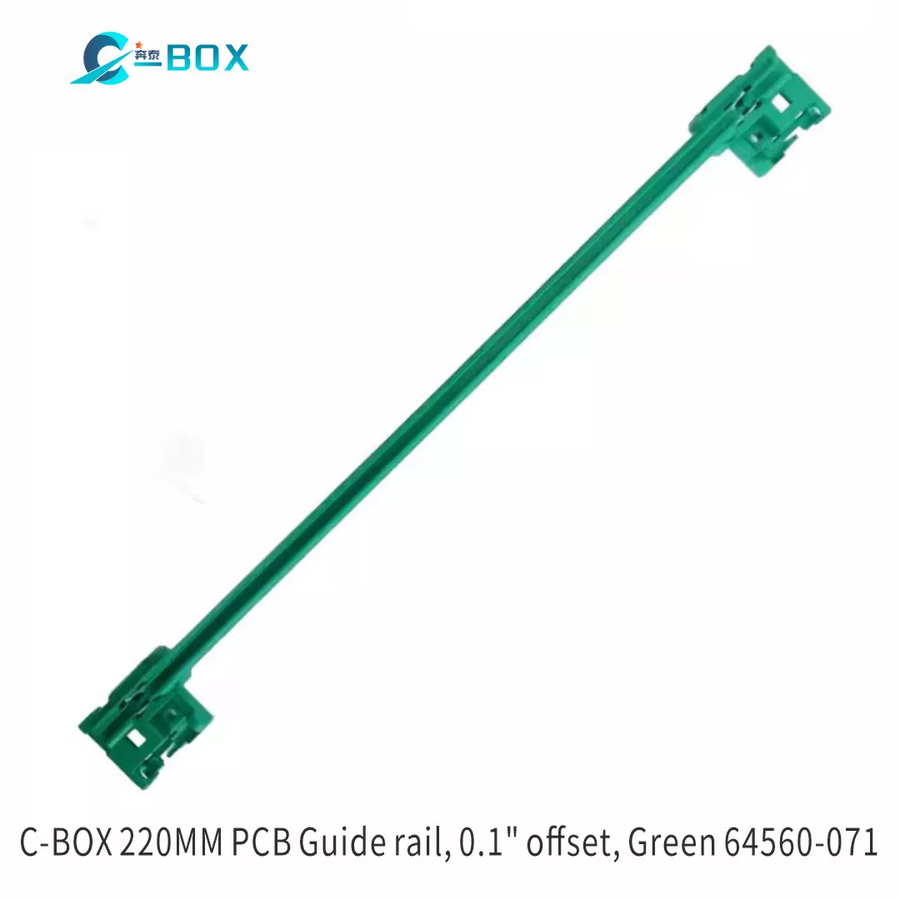 C-BOX Guide Rail With Coding for CompactPCI/ VME64x, Offset 0.1", 220 mm, Green, SPQ 50, catalog number 64560-072