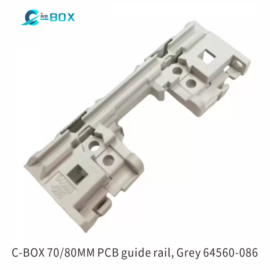 C-BOX Guide Rail With Coding for CompactPCI/ VME64x, Plastic, 70 mm, 2 mm Groove Width, Grey, 50 Pieces, catalog number 64560-086