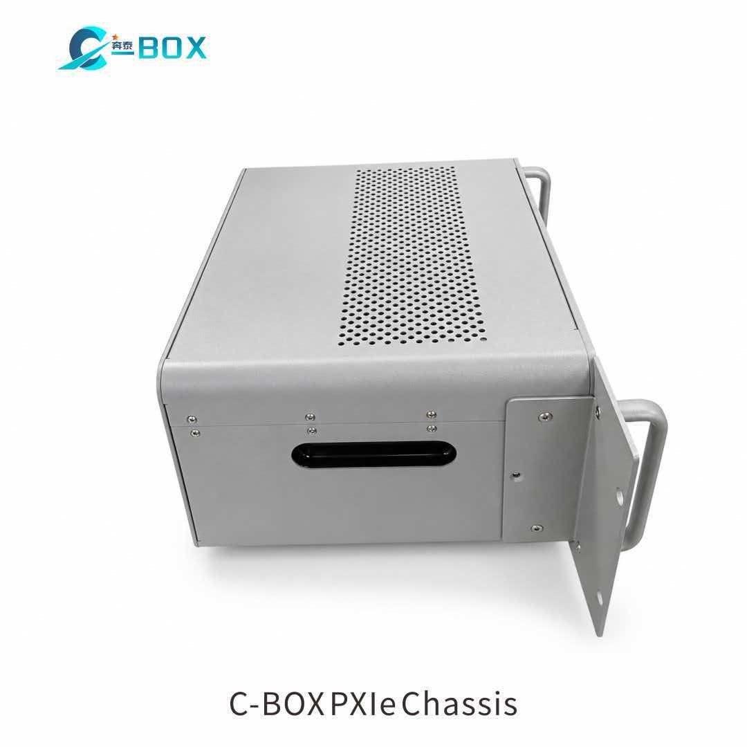 C-BOX 8-slot PXIe desktop chassis top view with rack flange