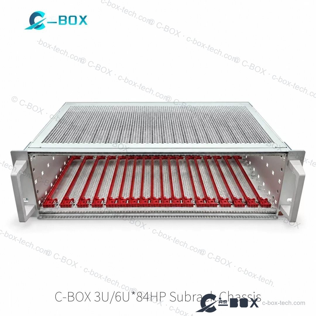 C-BOX 3U/6U 84HP subrack chassis with EMC guide rails